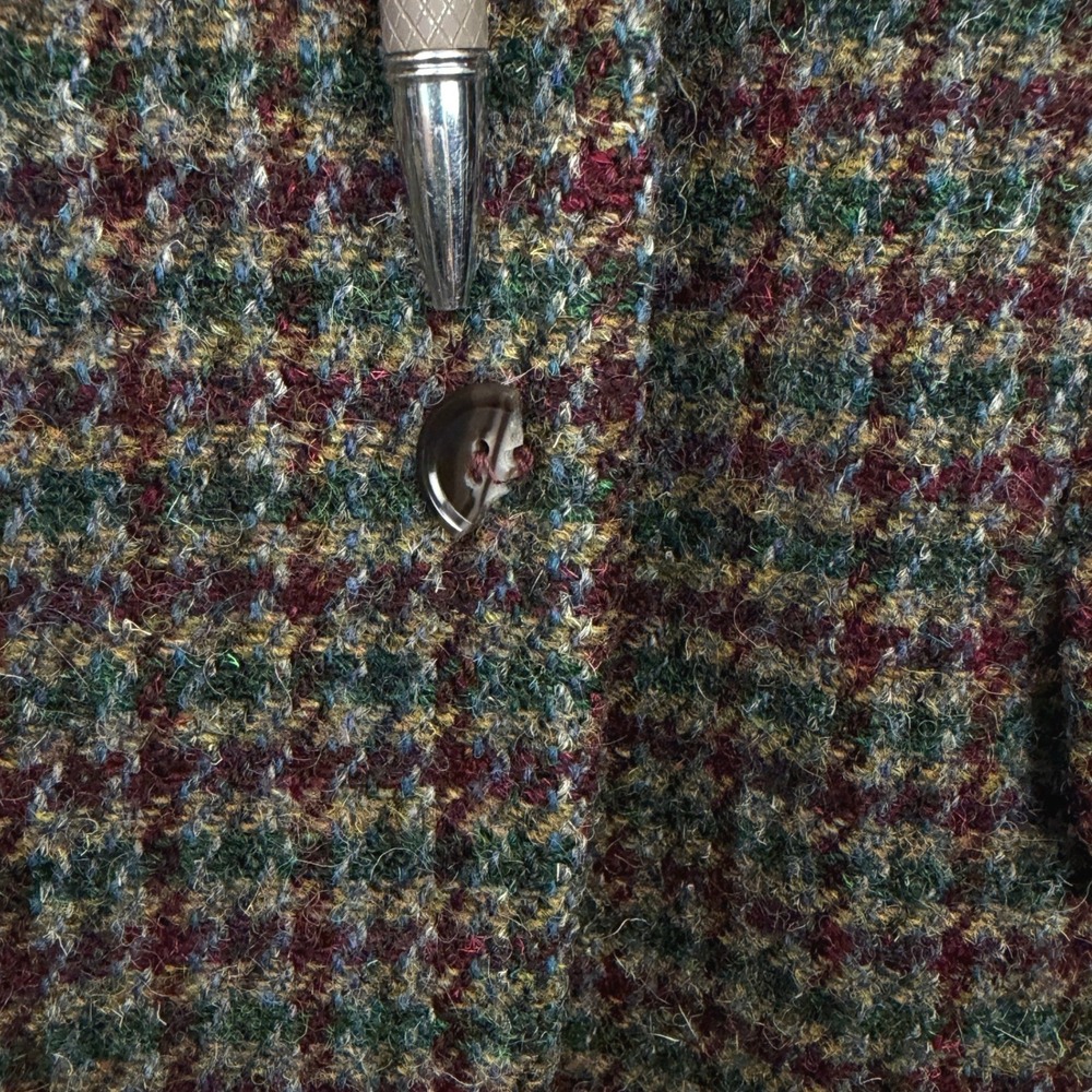 VTG Burleigh HARRIS TWEED Blazer Men 42 Wool Sport Coat Jacket Brown Check *read - Picture 6 of 12